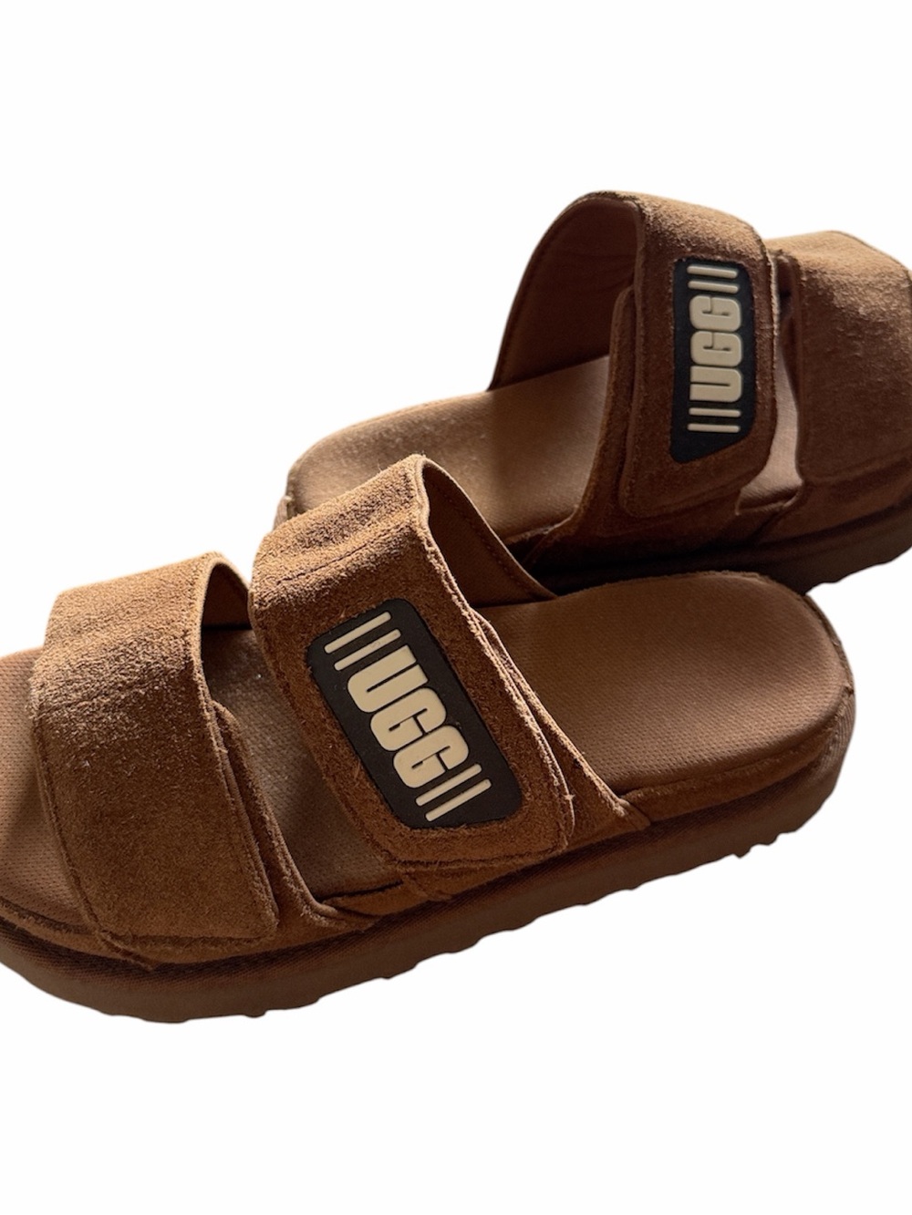 UGG Women Chestnut Suede Double-Strap Slide Sandals